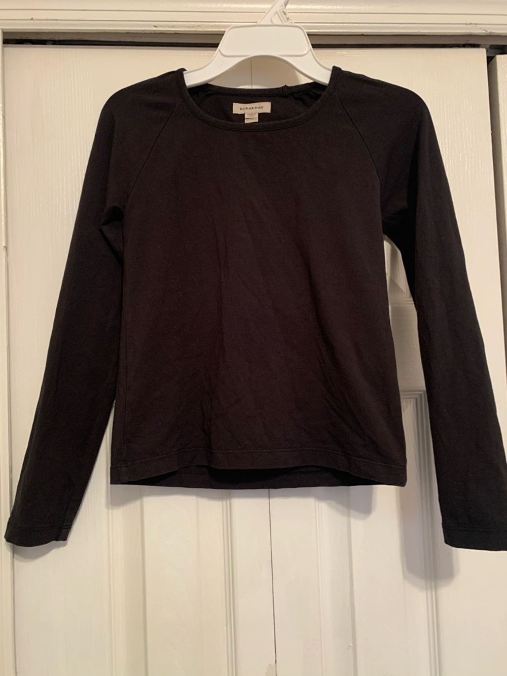 Burberry Girls Elbow Patch Black Cotton Long Sleeve Shirt Size 8y